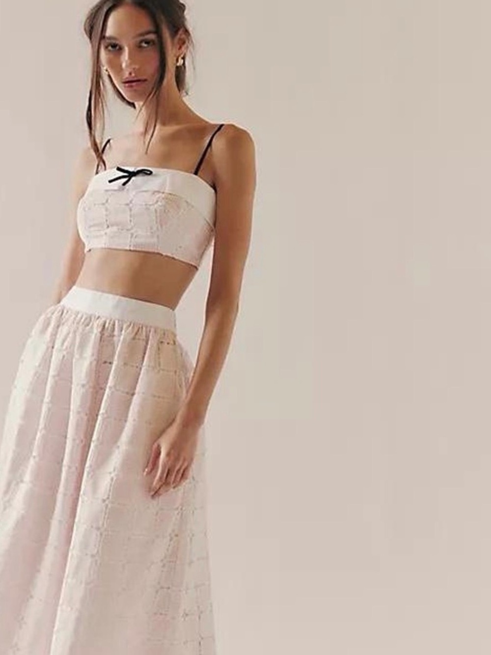 Maude Club Light Pink Eyelet Maxi Two-Piece Set- Medium